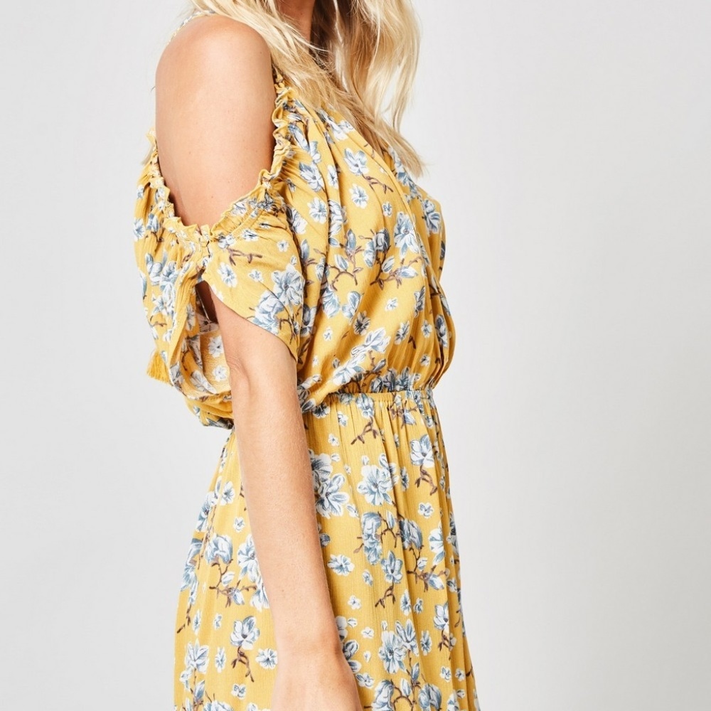 GIRLY & FLIRTY YELLOW  FLORAL ROMPER - Picture 6 of 6